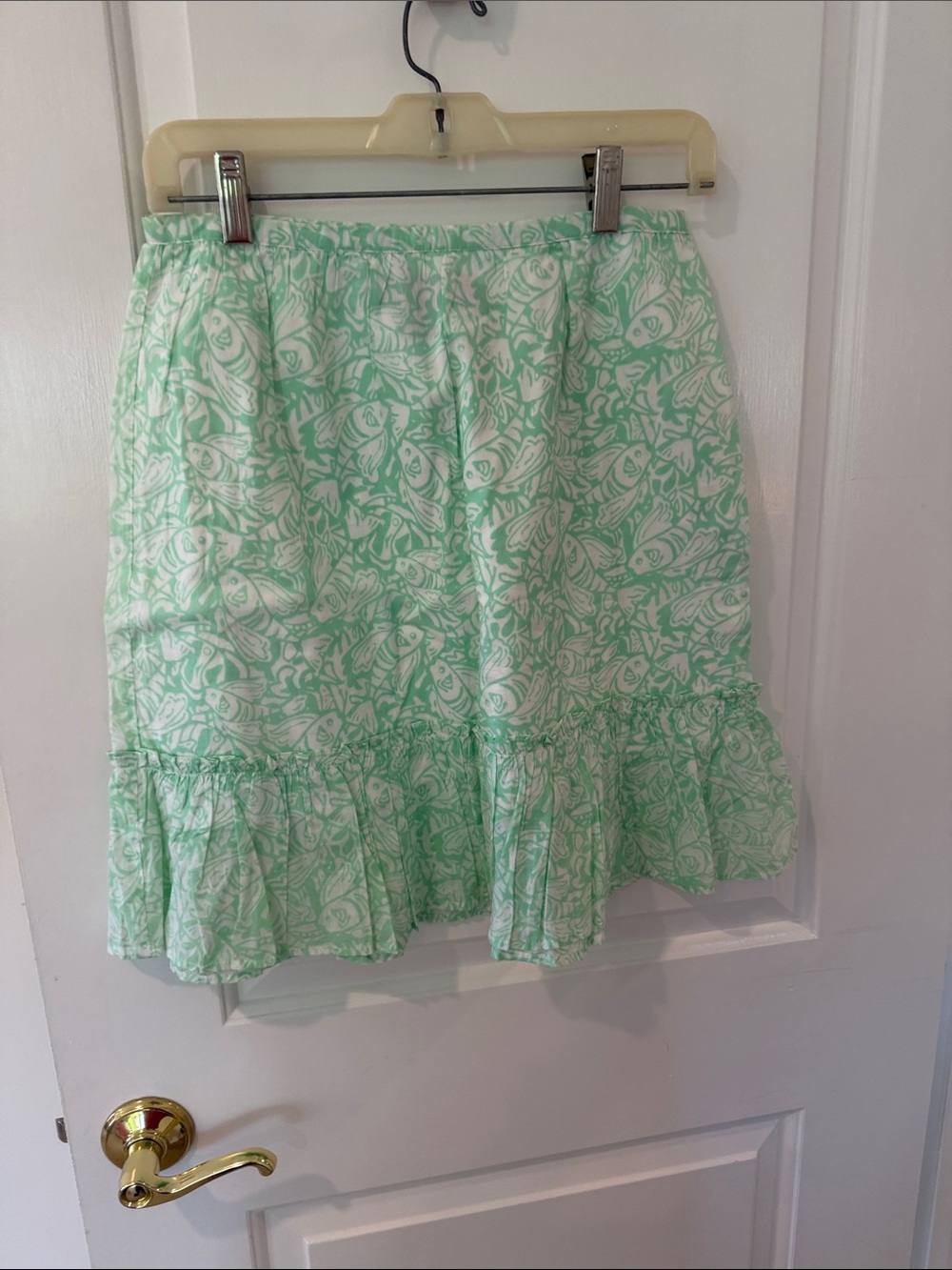 Vineyard Vines Mint Green Printed Ruffle-Hem Mini Skirt